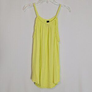 GAP Limon Yellow Braided Halter, Chiffon Tank Top; Size S